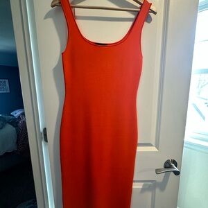 Elegant Orange Sleeveless Dress